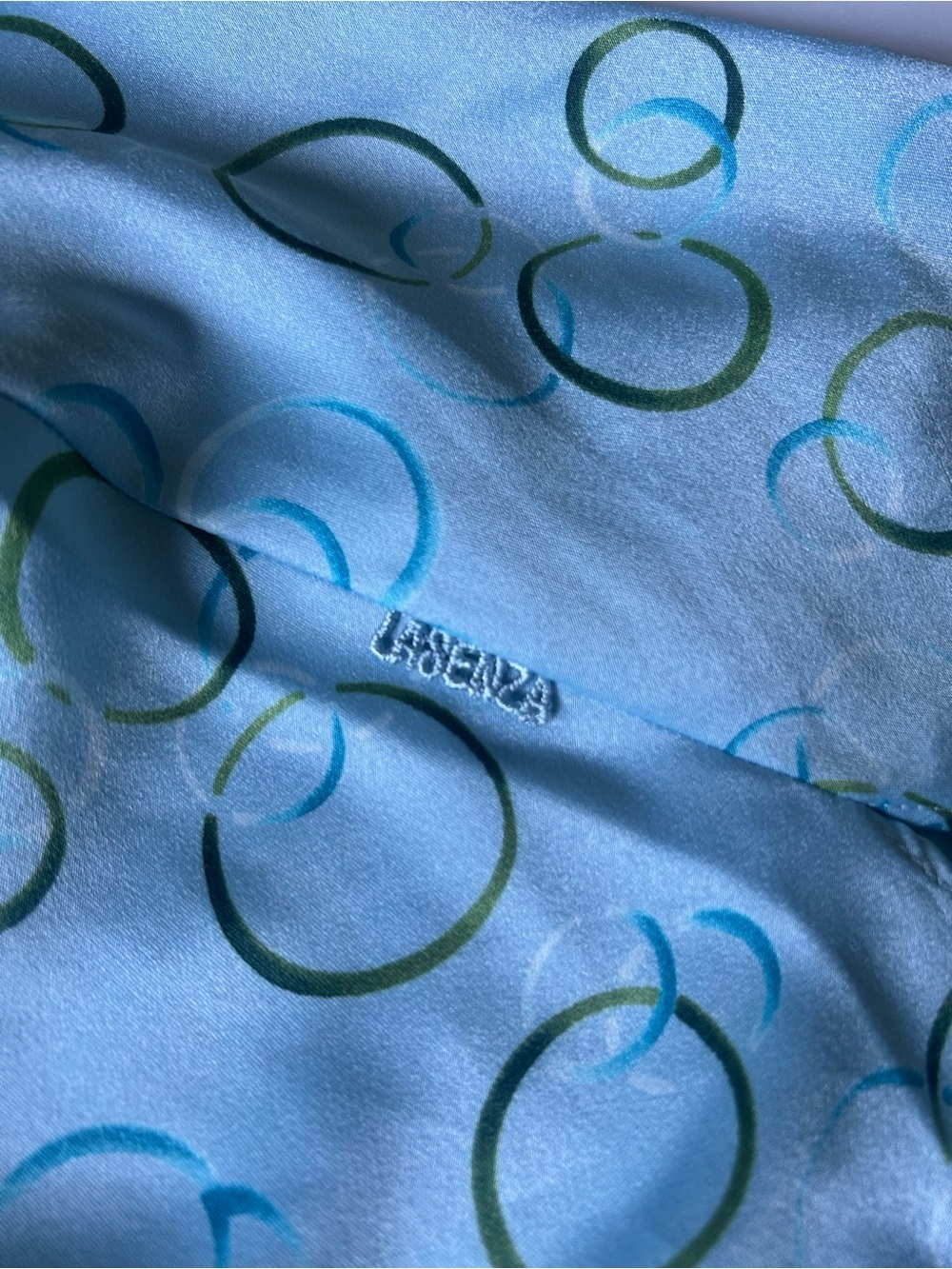 ⚡️2 for $38 La Senza Light Blue Satin-Style Chemise Slip Dress Circular Print - Picture 6 of 7